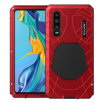 

For Huawei P30 P30 Pro Phone Case Hard Aluminum Metal Tempered Glass Screen Protector Cover for Mate10 20 Heavy Duty Protection