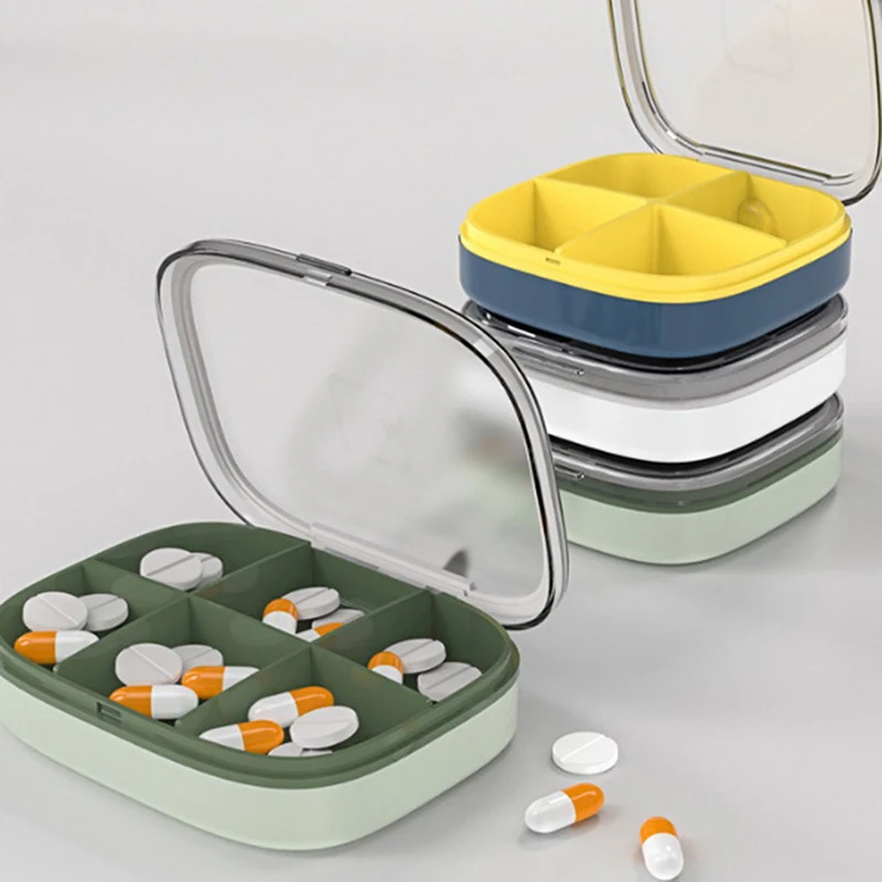 1PCS Pill Case Four Grid Compartment Travel Pill Box Organizer Medicine Tablet Dispenser Organizer Pill Box Splitters Organizer