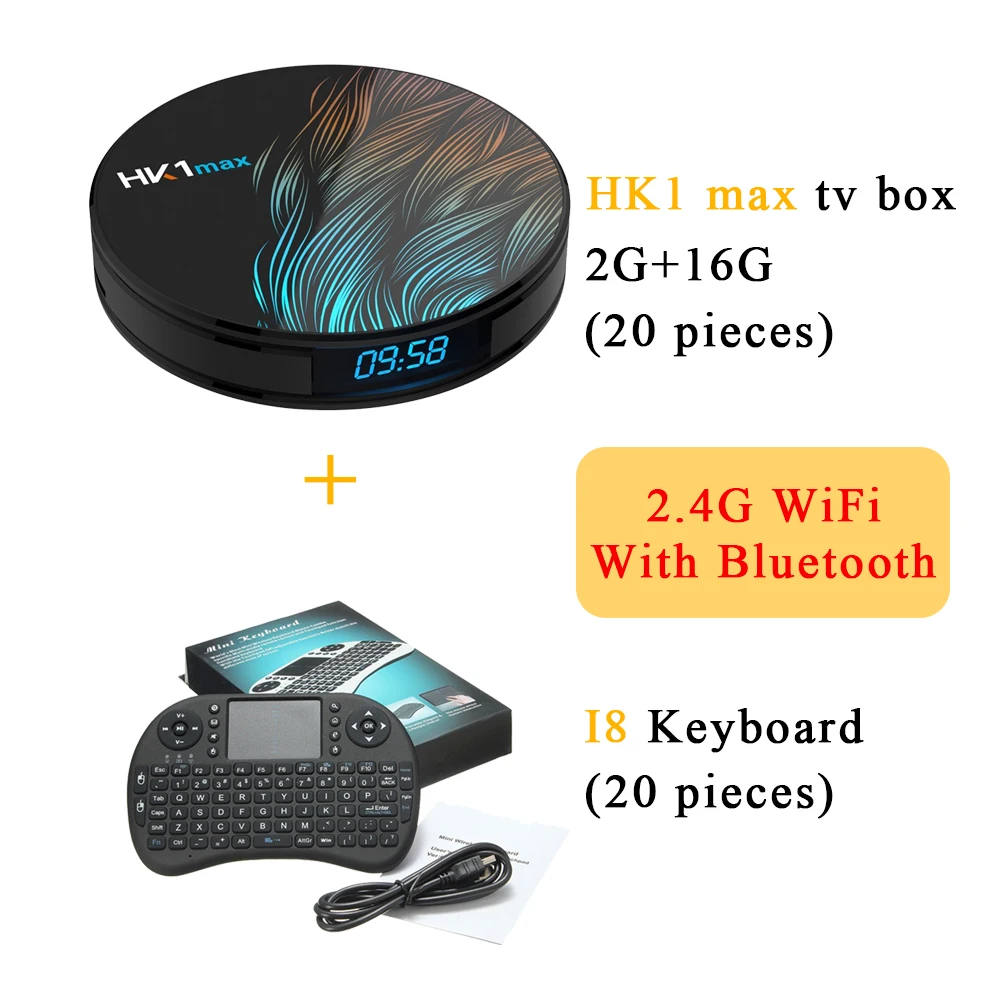 2GB 16GB i8 40 шт/лот DHL бесплатно(20 шт) Android 9,0 Smart tv Box HK1 MAX set top box 2G/4G 16G/32G/64G/128G и(20 шт) i8 Клавиатура - Цвет: 2GB 16GB i8