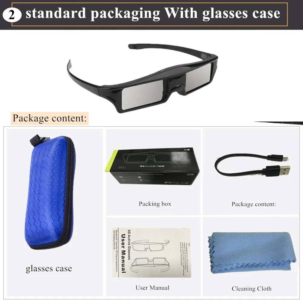 Bluetooth активные затворы 3D очки samsung SSG-5100GB Замена sony Panasonic tv Epson RF 3D очки ELPGS03 3D очки tv - Цвет: WITH BOX