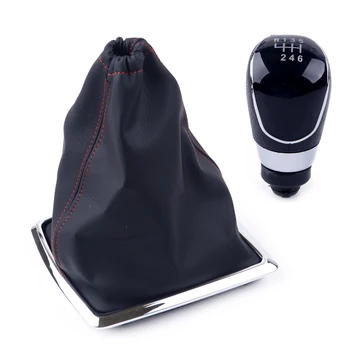 

beler Black 6 Speed PU Leather Gear Shift Knob w/ Dust Boot Gaiter Cover fit for Ford Focus 2005-2007 2008 2009 2010 2011 2012