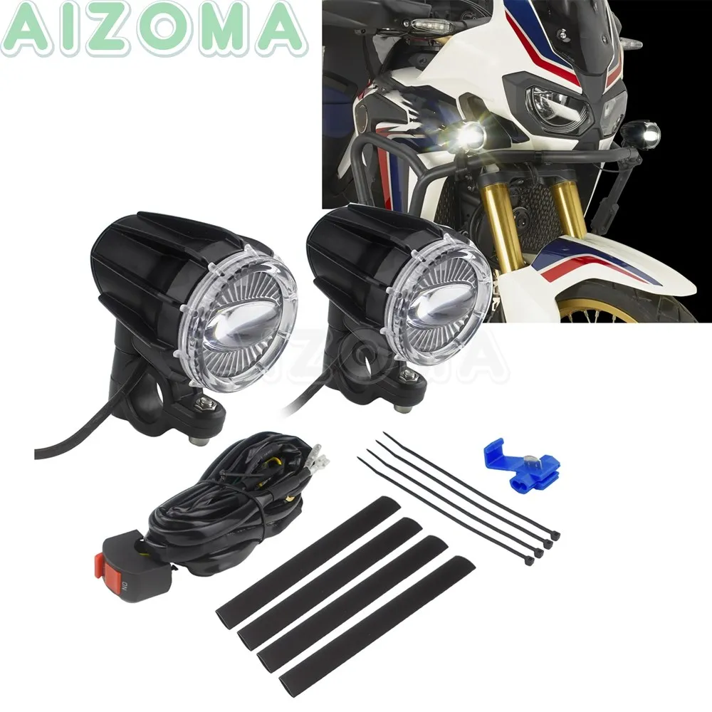 Led Auxiliary Fog Lights Motorcycle Headlight W/ Adjustable Mounting