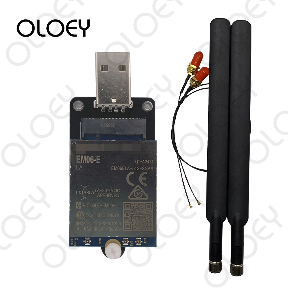 Quectel EM06-E EM06ELA-512-SGAS FDD-LTE/TDD-LTD 4G Cat6 M.2 Module for EMEA/ APAC/ Brazil + NGFF to USB Adapter /Antenna |