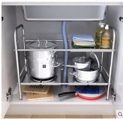

304 Stainless Steel Kitchen Sink Shelf Floor Storage Rack Retractable Pool Rack a Generation of Fat