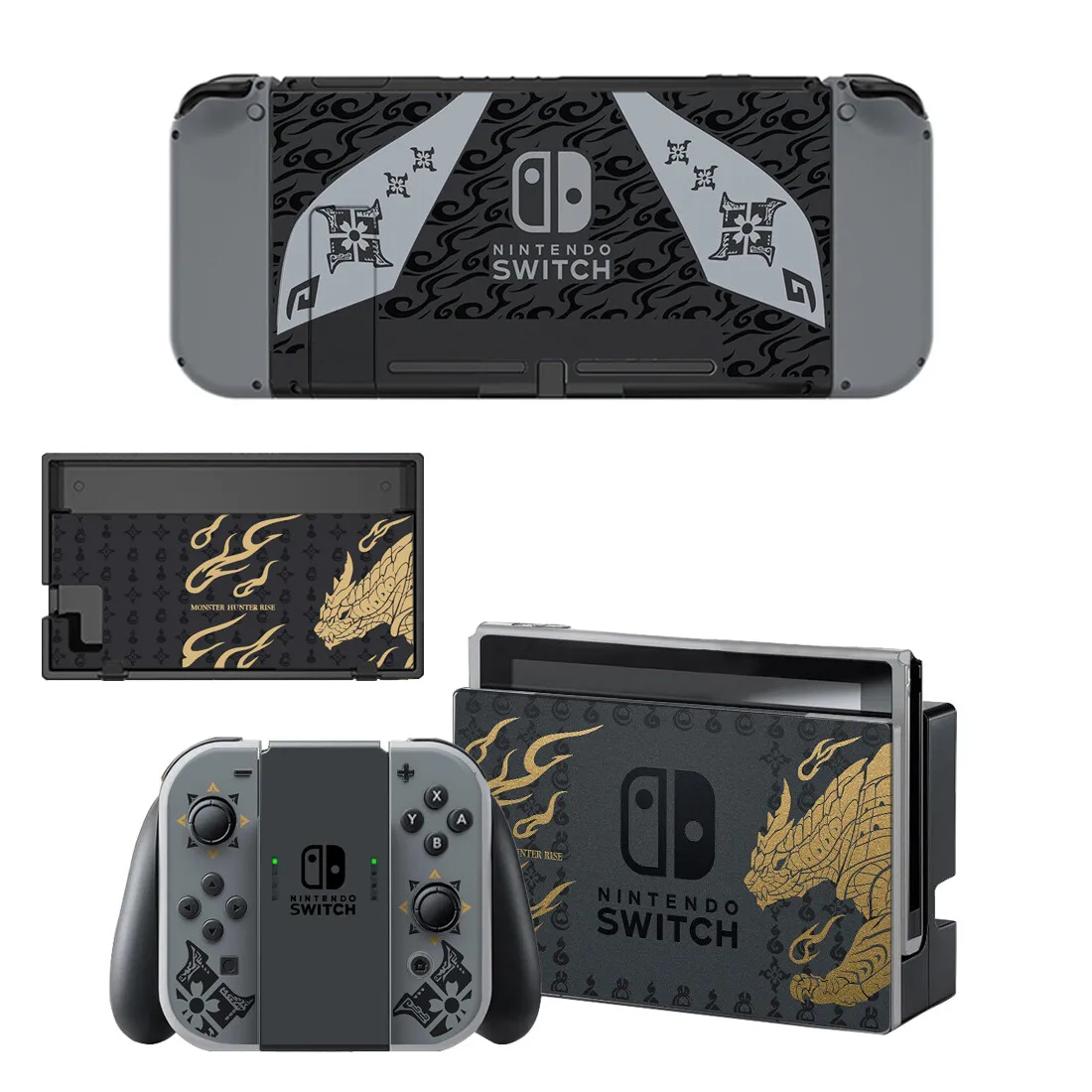 Monster Hunter Rise Pellicola Salvaschermo Skin Per Nintendo Switch Console Dock Caricabatterie Supporto Per Supporto Joycon Controller Skin