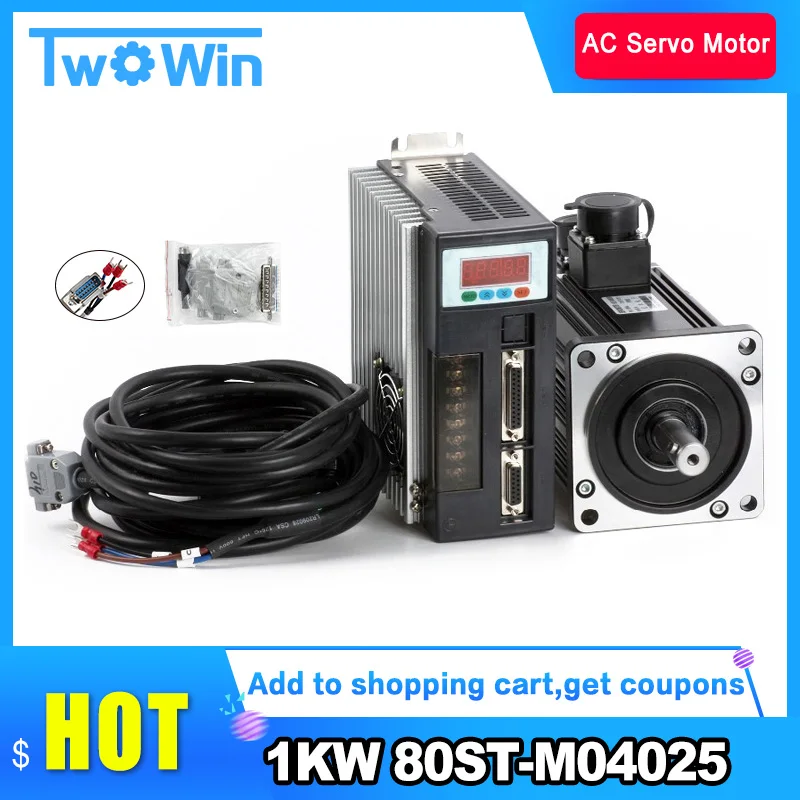 80ST M04025 4N.M 1KW 2500 об/мин AC серводвигатель CNC совместимый Серводвигатель 1 комплект