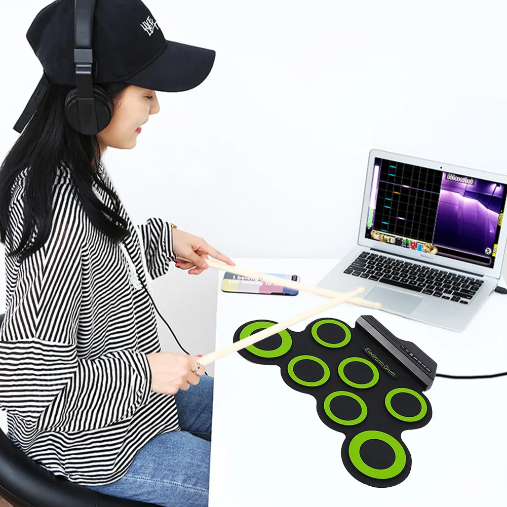 Электронные Ударные установки USB Roll Up Портативный Профессиональный Силиконовый 7 Pad Музыкальный силиконовые складные ж/Stick подарок