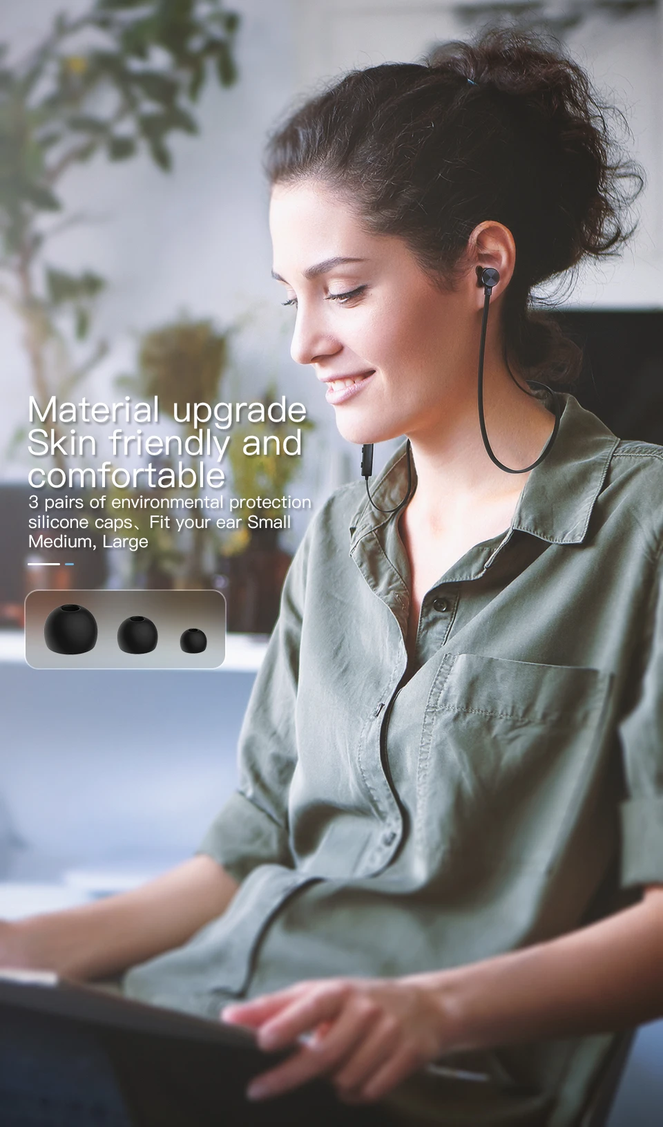 KUULAA, Bluetooth наушники, беспроводные наушники, шейные, спортивные, свободные руки, вкладыши, Bluetooth наушники для телефона, Fone de Ouvido