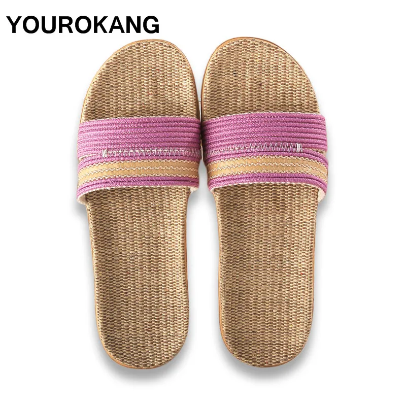 

Summer Women Shoes Linen Home Slippers Indoor Floor Antiskid Female Flax Slipper Unisex Couple Flip Flops Fashion Dropshipping