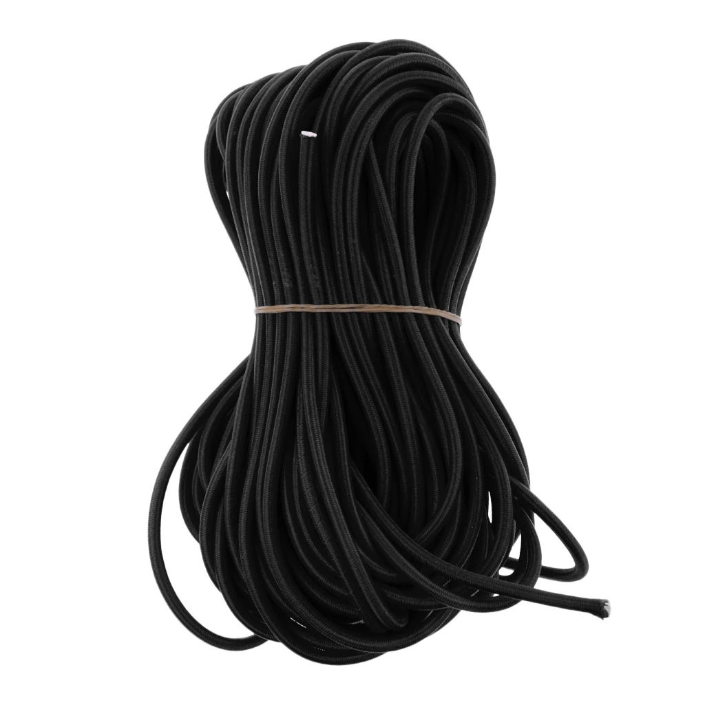 Heavy Duty 5mm 75m Black Rubber Elastic Shock Cord Bungee Rope Stretch Band Tie Down Boat Kayak Trailers Caravan