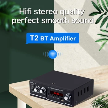 

Portable T2 Digital Audio Player BT Power Amplifier Audio Support TF USB AUX Input FM Radio Stereo Sound Output for Home Outdoor