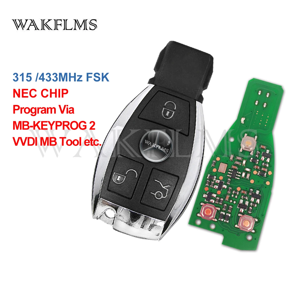 Reliable 2 Batteries NEC Chip 315MHz Panic 433MHz Smart Remote Car Key Fob For Mercedes Benz A B C E G R S Class CL CLK CLS GL ML SL SLK