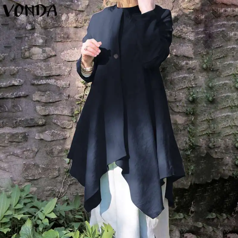 VONDA, одноцветная Асимметричная блузка для беременных, свободные рубашки с длинными рукавами, богемные вечерние блузы, кардиганы для беременных, уличная одежда