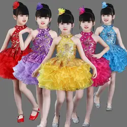 Дети современные бальная танцевальная одежда наряды костюмы для девочек детей бальных танцев конкурс платья женщин фестиваль костюмы