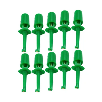 

New 10 x Spring Loaded SMD IC Test Hook Clip Green for Multimeter Lead Cable
