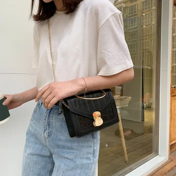

Stone Pattern PU Crossbody Bag For Women 2020 Fashion Mini Shoulder Handbag Lock Designer Top-Handle Chain Lady Travel Tote