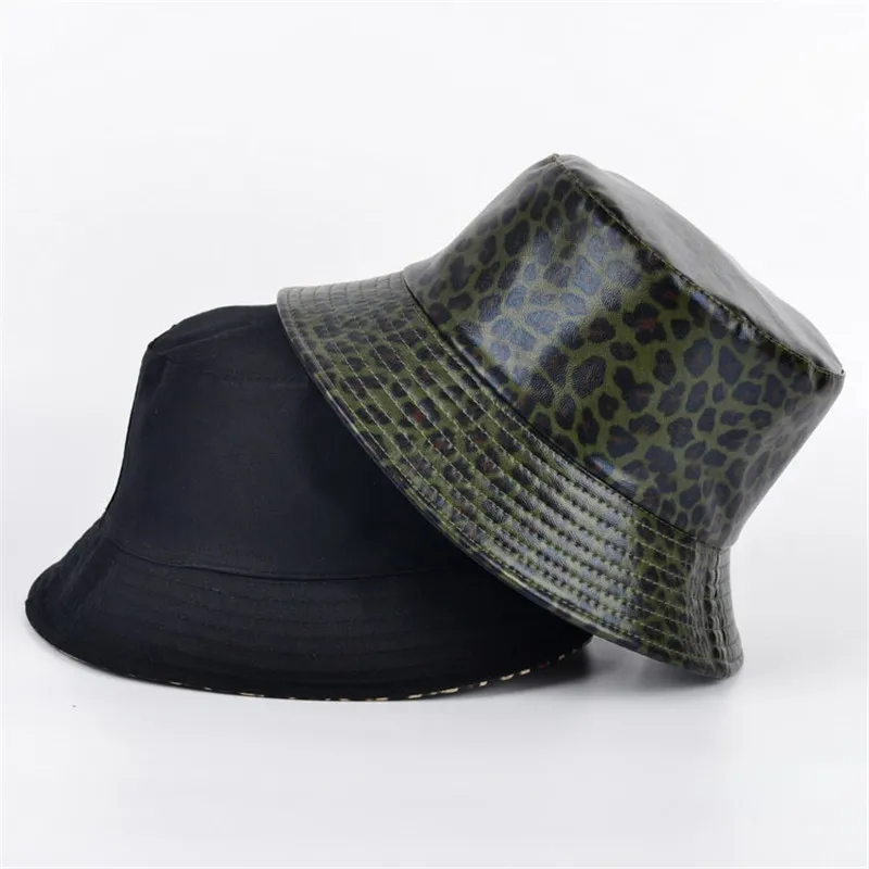 Полиуретановая леопардовая двухсторонняя Панама, рыбацкая шляпа, уличная шляпа для путешествий, Кепка от солнца для мужчин и женщин 112 - Цвет: Зеленый