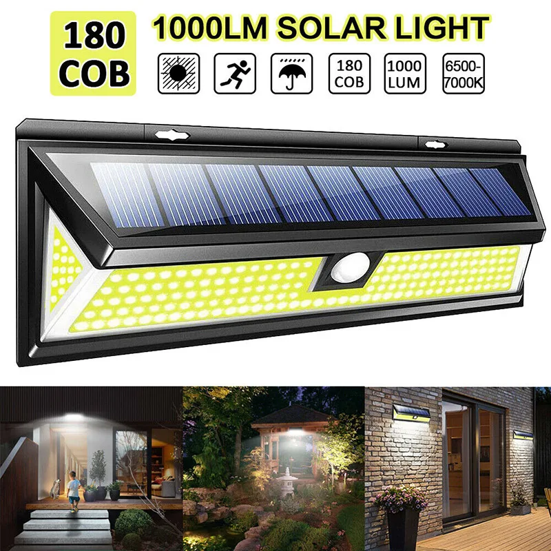 

180 COB LED Solar Light Outdoor Lamp With PIR Motion Sensor Solar Powered Waterproof Wall Light For Garden Yard Path Decoration