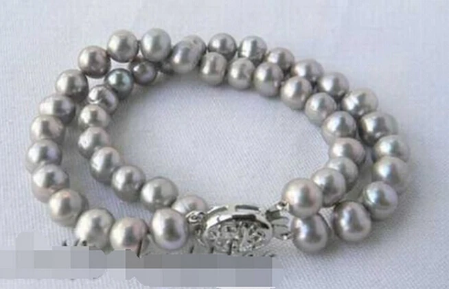 DYY 914+++ 2 нити 9 мм Круглый Серый пресноводный жемчуг браслет