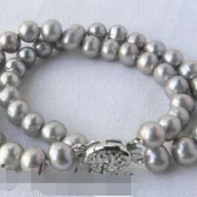 DYY 914+++ 2 нити 9 мм Круглый Серый пресноводный жемчуг браслет