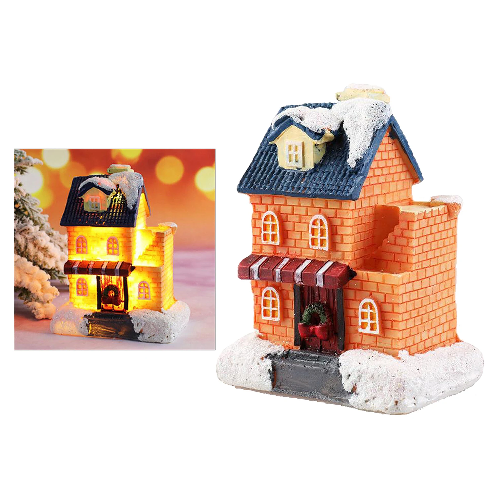 Resin Christmas Village House with Warm LED Light Holiday Gift Xmas Decoration Log Cabin Incense Burner Christmas Town Village Resin Christmas Village House with Warm LED Light Holiday Gift Xmas Decoration Log Cabin Incense Burner Christmas Town Village