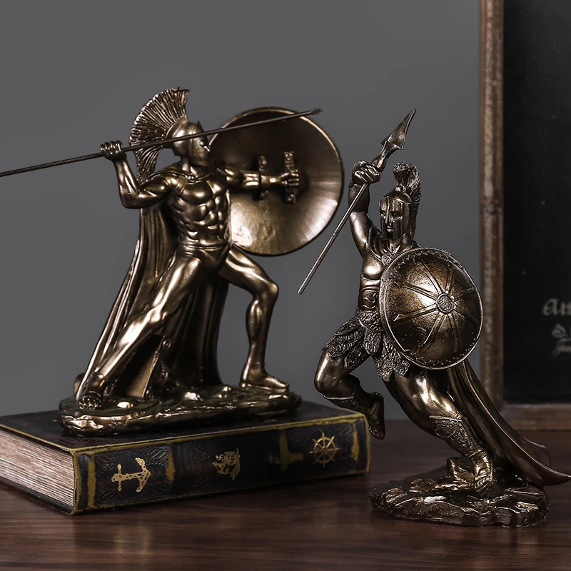 Греческий бог войны Спарта скульптура рыцаря персонажа статуя смолы Art&Craft рабочего стола Ретро воин статуэтки украшения дома R2754