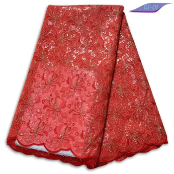 

dazzling classic sequins french lace Super neat embroidery African tulle Korea mesh lace fabric 5 yards shiny high quality 01