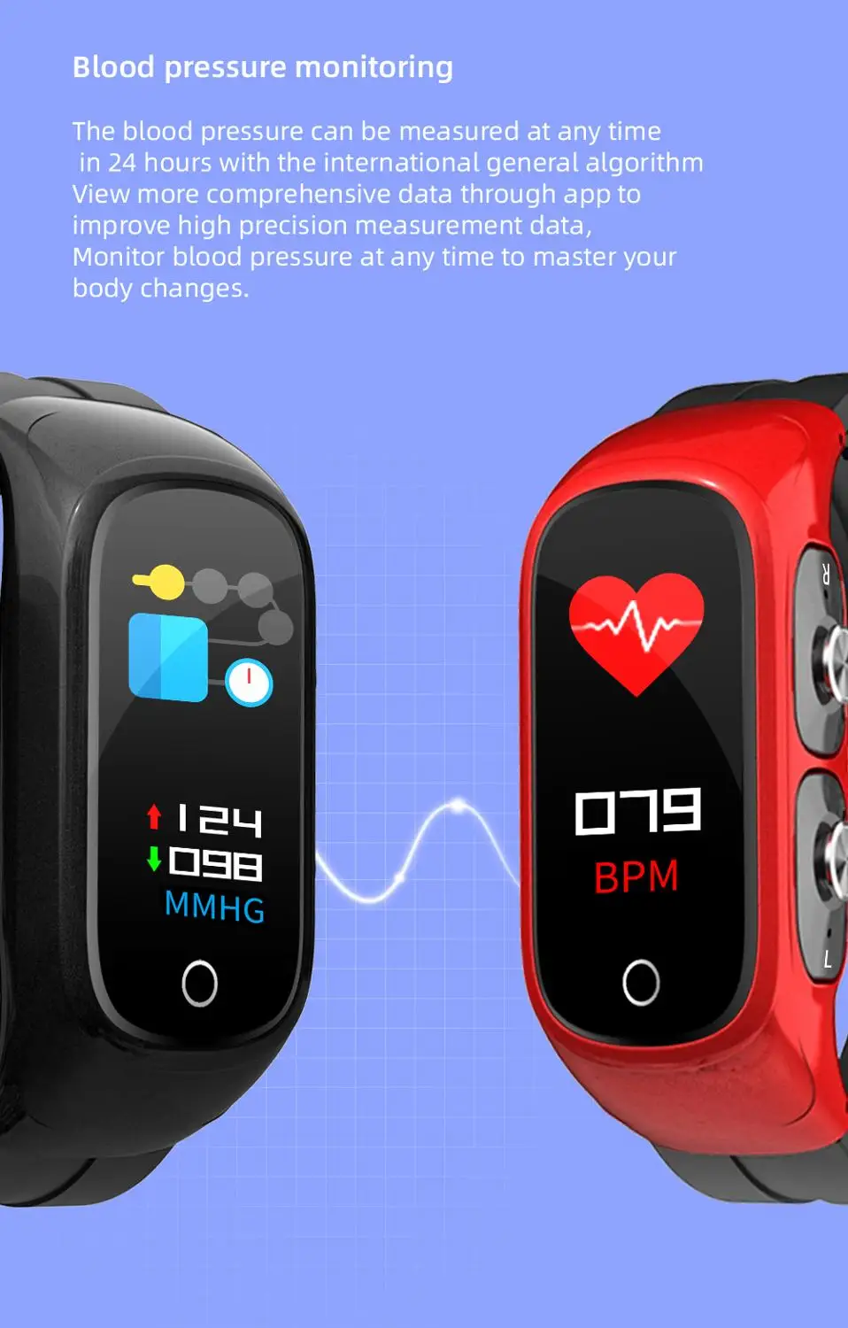 Pulseira Chamada Inteligente com Fones de Ouvido Earbuds sem Fio Freqüência Cardíaca Relógio Esportivo Rastreador de Fitness Smartver - Image 3