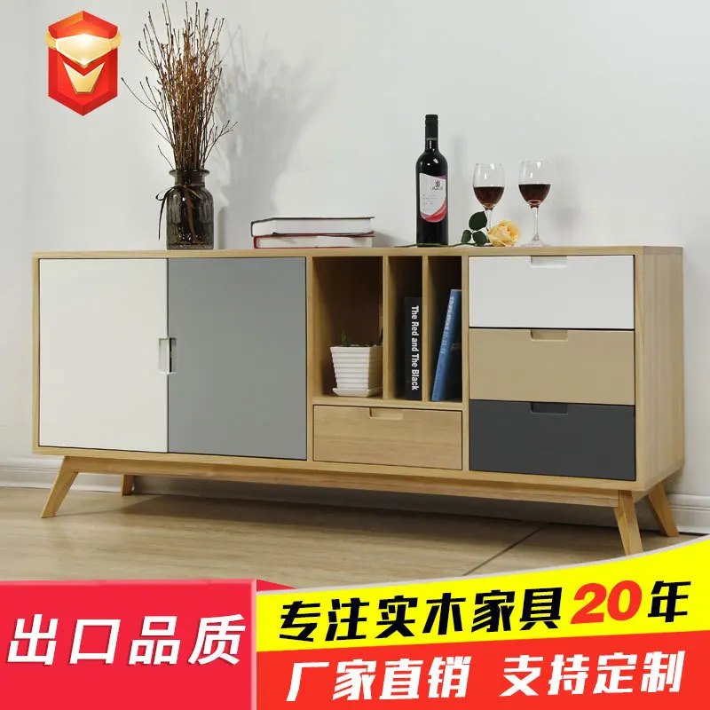 

Modern Minimalist Living Room Solid Wood Tea Table TV Stand Combination Simplicity Floor Cabinet Television Table Windows And Ca