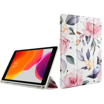 

Shockproof Retro Flowers Leaf for Apple IPad 10.2 2019 Case Leather Auto Wake/Sleep Tablet Stand Cover Pencil Holder