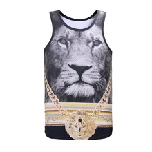 Креативное крутое животное 3D золотое ожерелье с рисунком льва без рукавов жилет AliExpress Мужская в настоящее время доступна