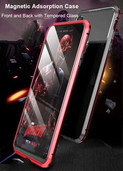 

Double Side Glass 360 Magnetic Adsorption Metal Case For iphone 7 8 Plus Phone Case For iphone XR X XS MAX 6 6S Front Black