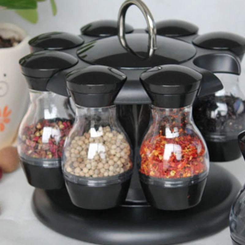 

16Pcs Condiment Set 360 Rotating Spice Jar Rack Kitchen Cruet Condiment Bottle Coffee Sugar Seal Jar Container Castor