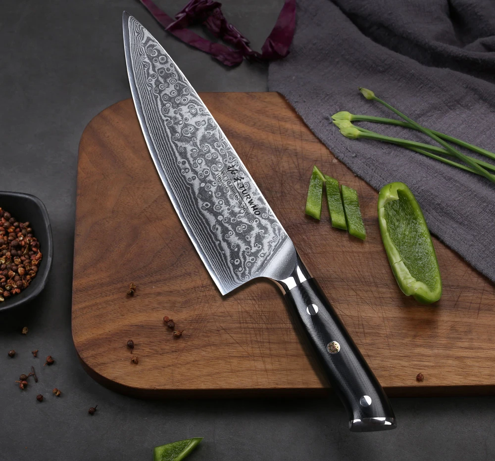 TURWHO 8 ''профессиональный нож шеф-повара Gyuto японский дамасский кухонный нож из нержавеющей стали очень острые кухонные ножи G10 Ручка
