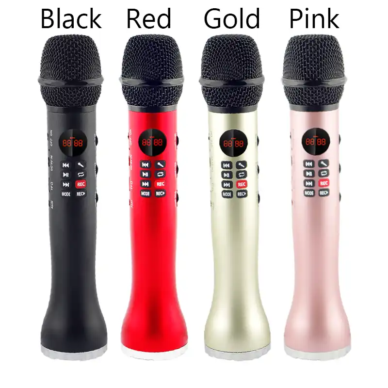 handheld wireless karaoke microphone with portable bluetooth speaker