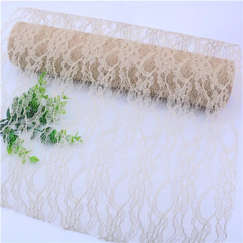 khaki 10 Yds кружева рулонные Тюлевая Ткань DIY ремесло Baby Shower Свадебная вечеринка украшение стола бегуны рождественские украшения для домашнего стола - Цвет: khaki