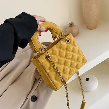 

New Non-Mainstream Design Matte Leather Matte Bag Fashion One-Shoulder Messenger Chain Rhombic Women Bag
