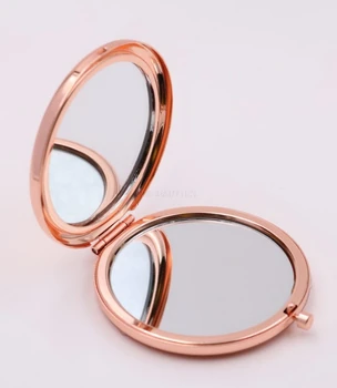 

Pocket Makeup Mirror Rose Gold Siver Compact Folded Portable Small Round Hand Mirror Hight Quality Promotional Gift 50pcs/Lot