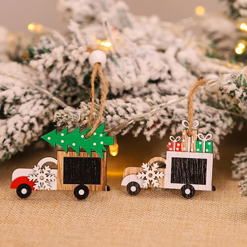 Merry Christmas Wooden Pendants Santa Claus Snowflakes Christmas Tree Hanging Decor 2025 Christmas New Year Home Decorations