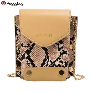 

Fashion Serpentine Print Shoulder Bag Women PU Leather Chain Crossbody Bags messenger handbags