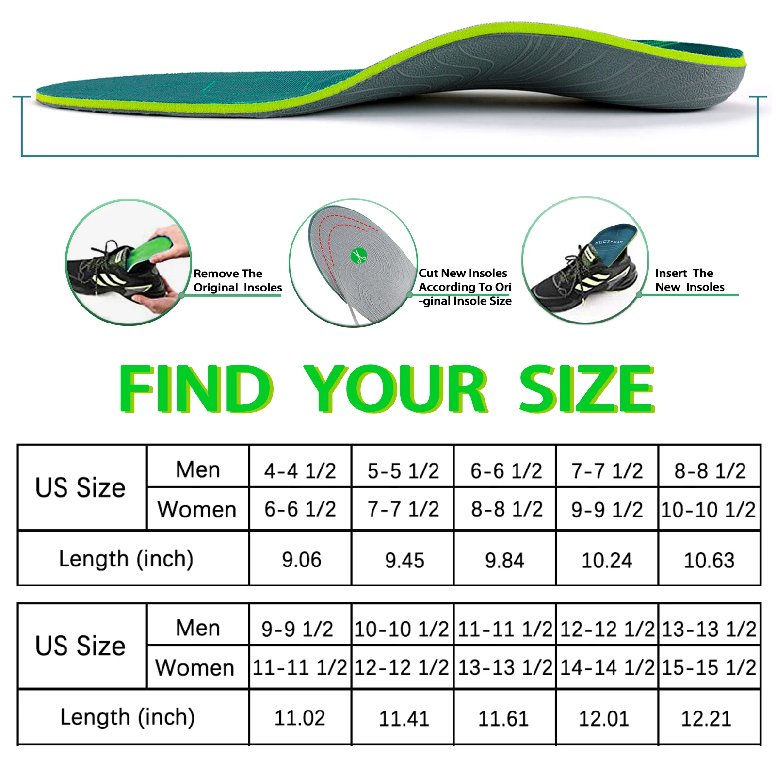 Flat Feet Template Arch Support Orthopedic Insoles,Men Women Plantar Fasciitis Heel Pain Orthotics Insoles Sneakers Shoe Inserts