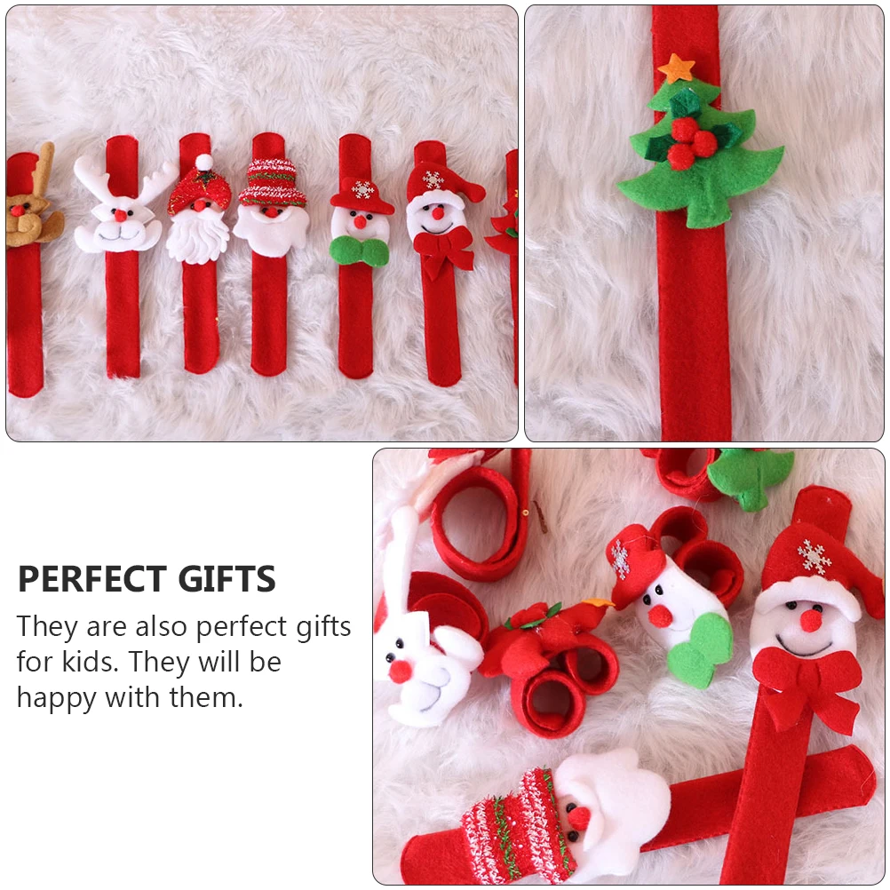 12Pcs Christmas Slap Circle Bracelet Wrist Band Toy Gifts Party Decor US 