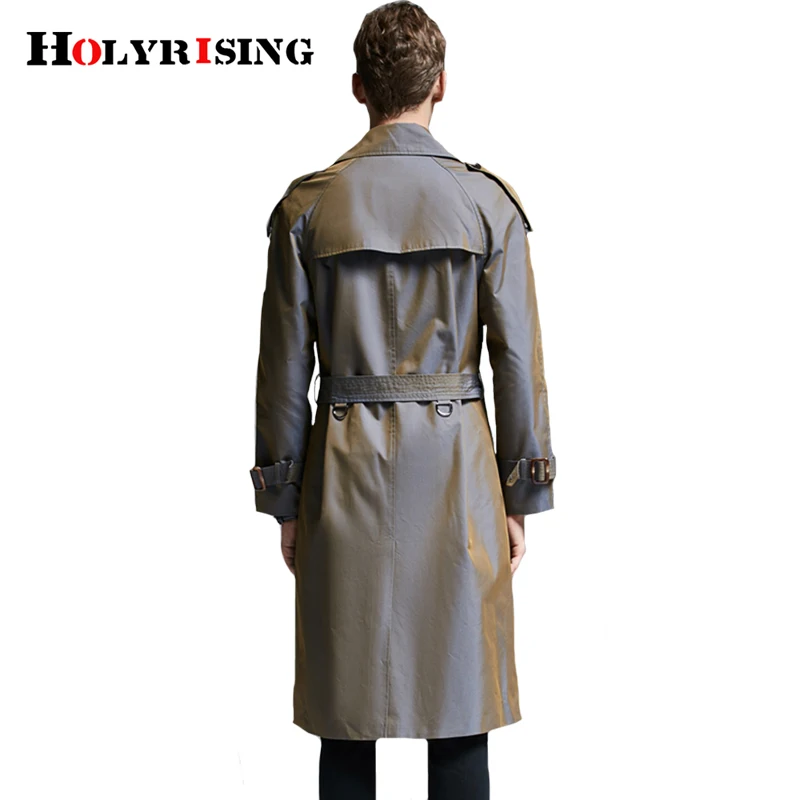 Holyrising Hombre Тренч, обесцвечивание, отложной воротник, винтажная Длинная ветровка с карманами, мужское ветрозащитное пальто, S-6XL, 18965-5