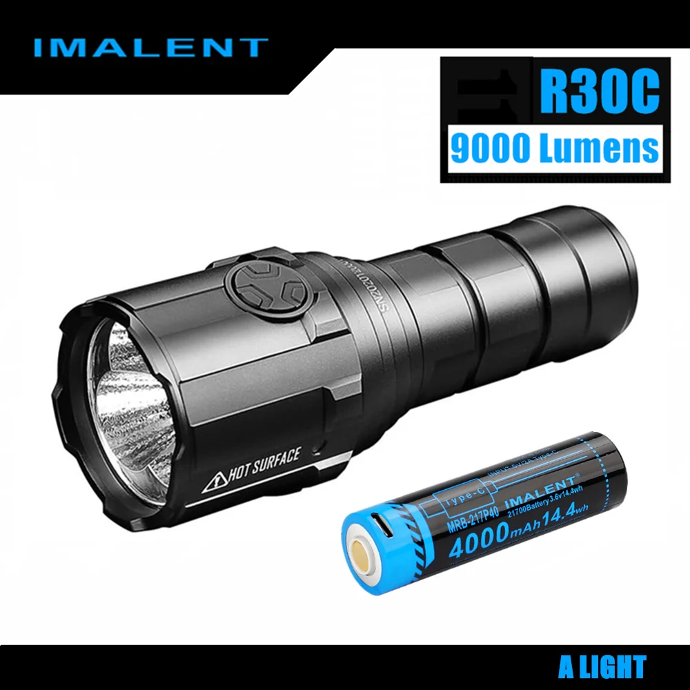 Imalent R30c Power Led Flashlight 9000 Lumens Typec Usb Rechargeable