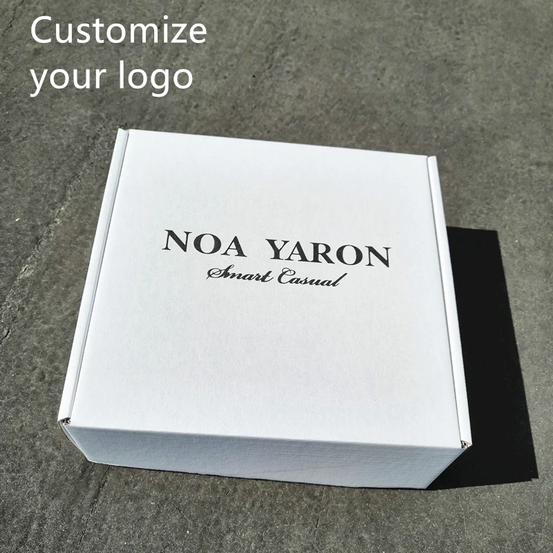

100/Batch Customized White Square Corrugated Carton Printed Trademark Delivery Mailbox Packing Polo T-shirt Underclothes Packing
