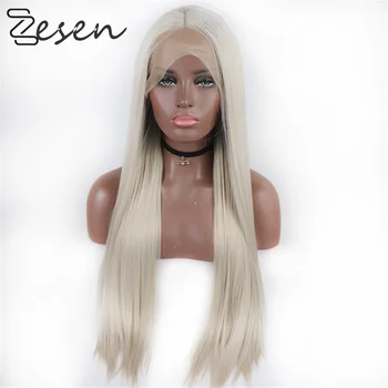 

ZESEN Long Staight Hair High Density Synthetic 13×4 Lace Front Wig 613 Natural Hairline Women Party Cosplay Wig