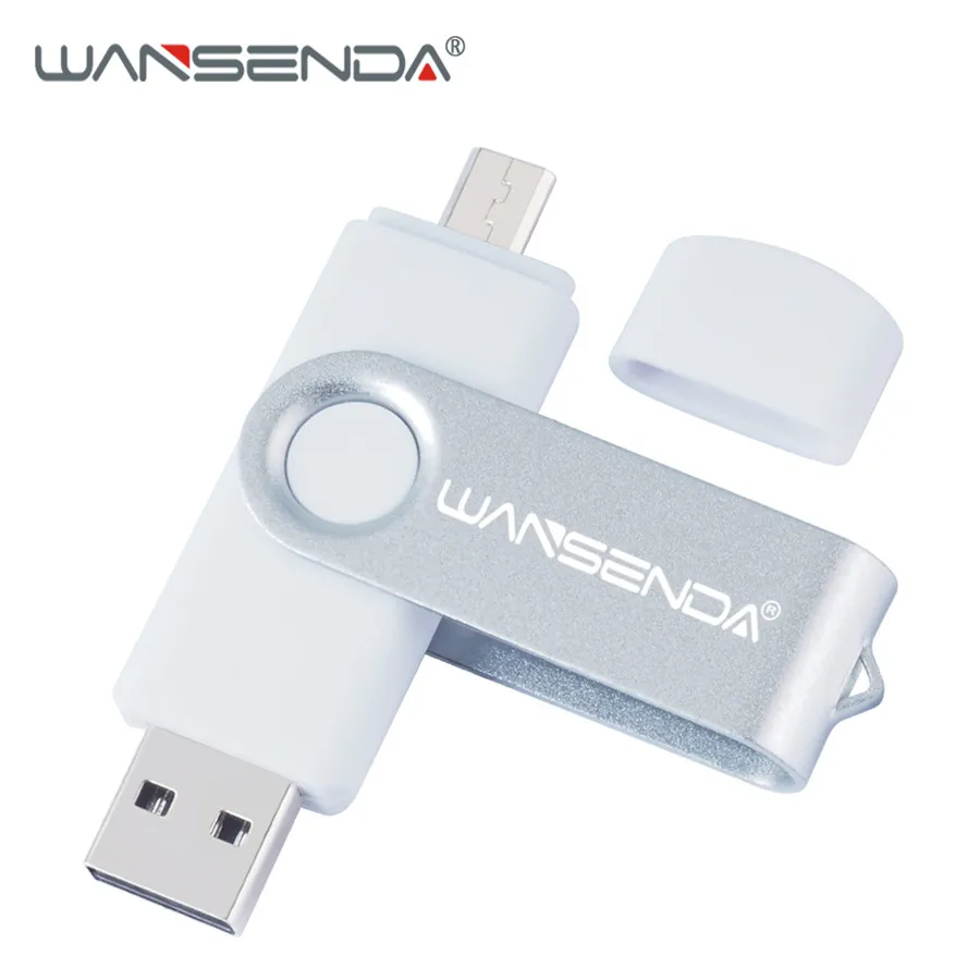 WANSENDA USB флеш-накопитель OTG 2 в 1 USB 2,0& Micro USB флеш-накопитель 256 ГБ 128 ГБ флеш-накопитель 64 ГБ 32 ГБ 16 ГБ внешний накопитель - Цвет: Белый