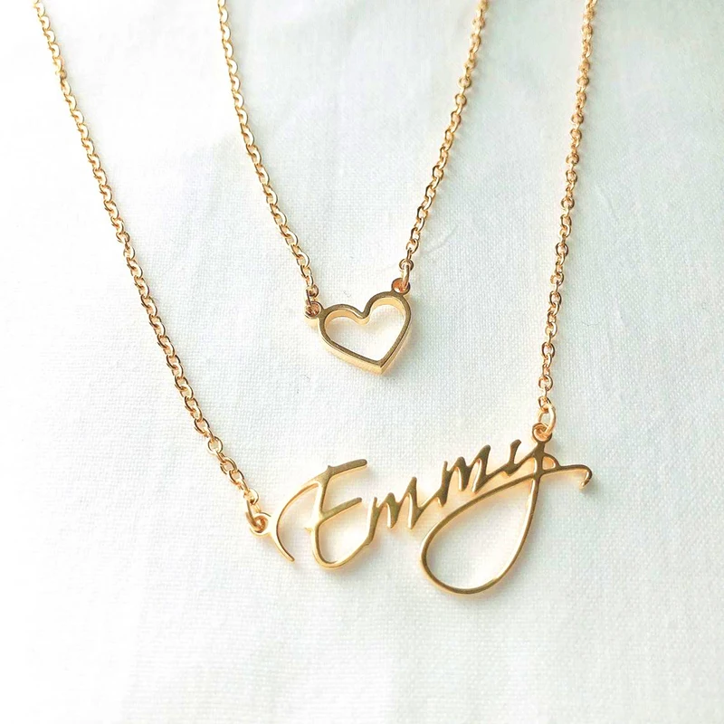 

18K Gold Custom Name Necklace Personalized Initial Letter Pendant Stainless Steel Nameplate Chain Jewelry for Girlfriend Gift
