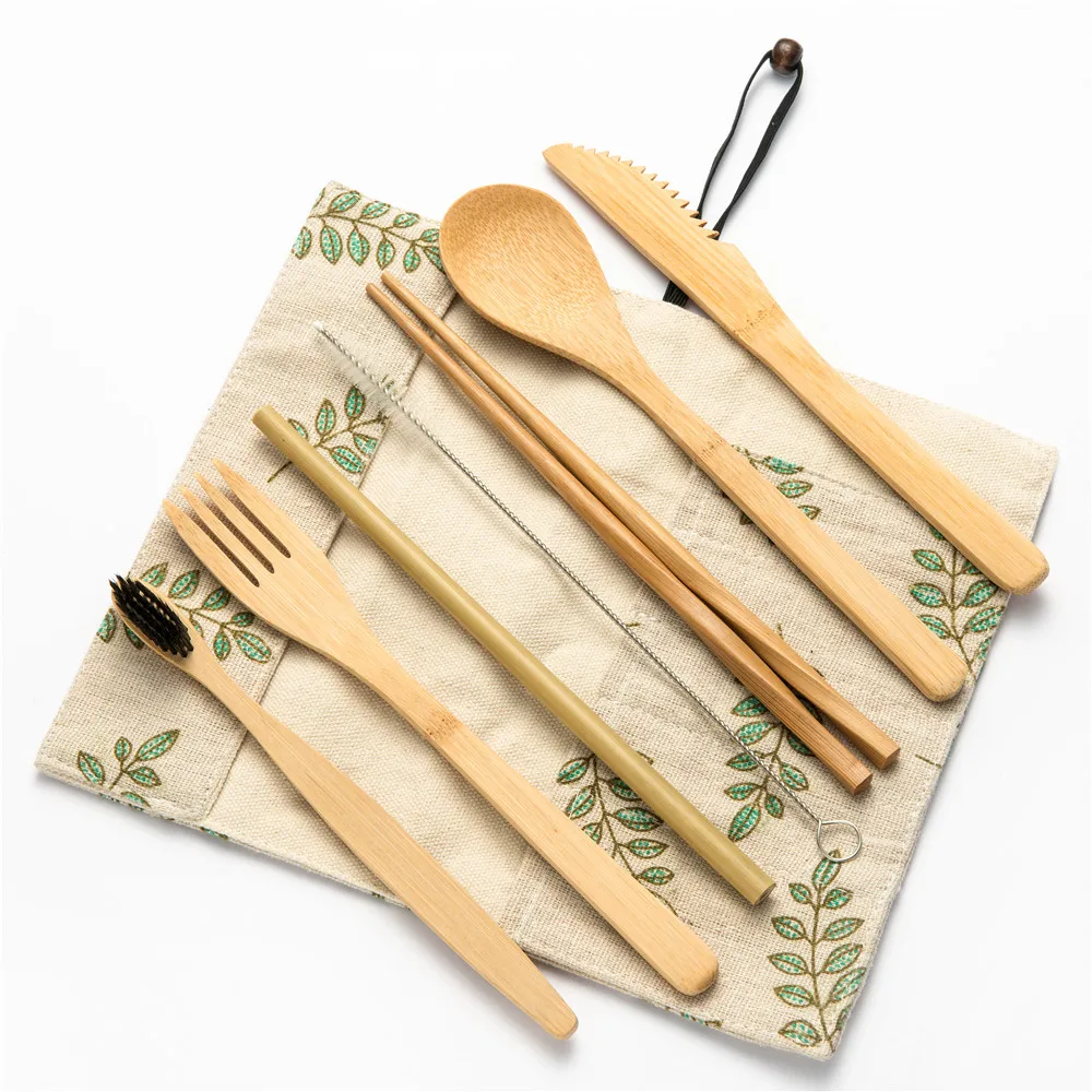 Корейская кухня путешествия столовые приборы комплект переносной посуды вилки, ножи, ложки Bamboon столовые приборы 10 шт. с сумкой столовые наборы