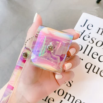 

Hot Dazzling aurora bling Rainbow Soft silicone Headphone Earphone case for apple airpods 1 2 3 pro Wireless Headset cover coque